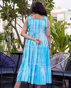 Blue Shibori Tie Up Dress