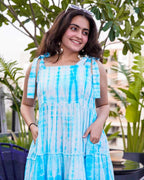 Blue Shibori Tie Up Dress