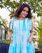 Blue Shibori Tie Up Dress