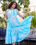 Blue Shibori Tie Up Dress