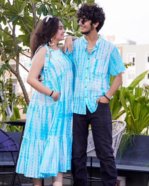 Blue Shibori Tie Up Couple
