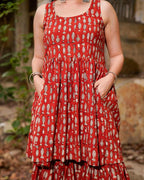 Red Fish Print Sharara Set