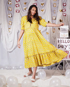 Leafing Yellow Maternity Dress
