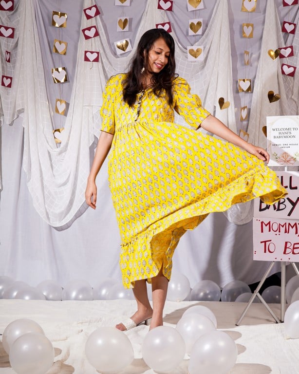 Leafing Yellow Maternity Dress