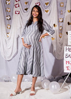 Grey Blast Maternity Kali Kurta