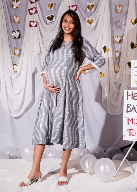 Grey Blast Maternity Kali Kurta