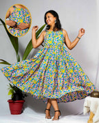 Tulip Vine Long Frill Maternity Dress