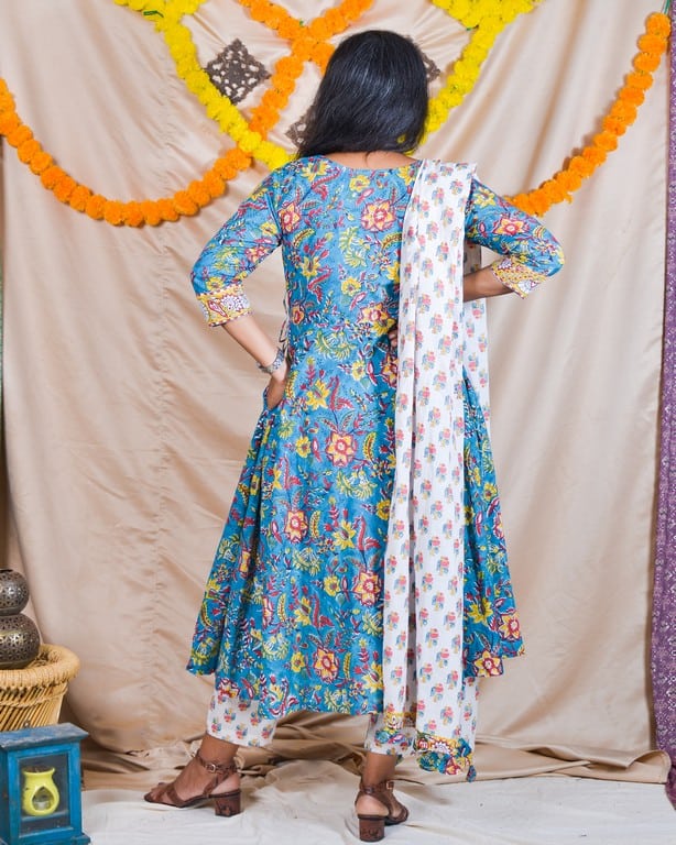 Turquoise Lily Angrakha Maternity Set