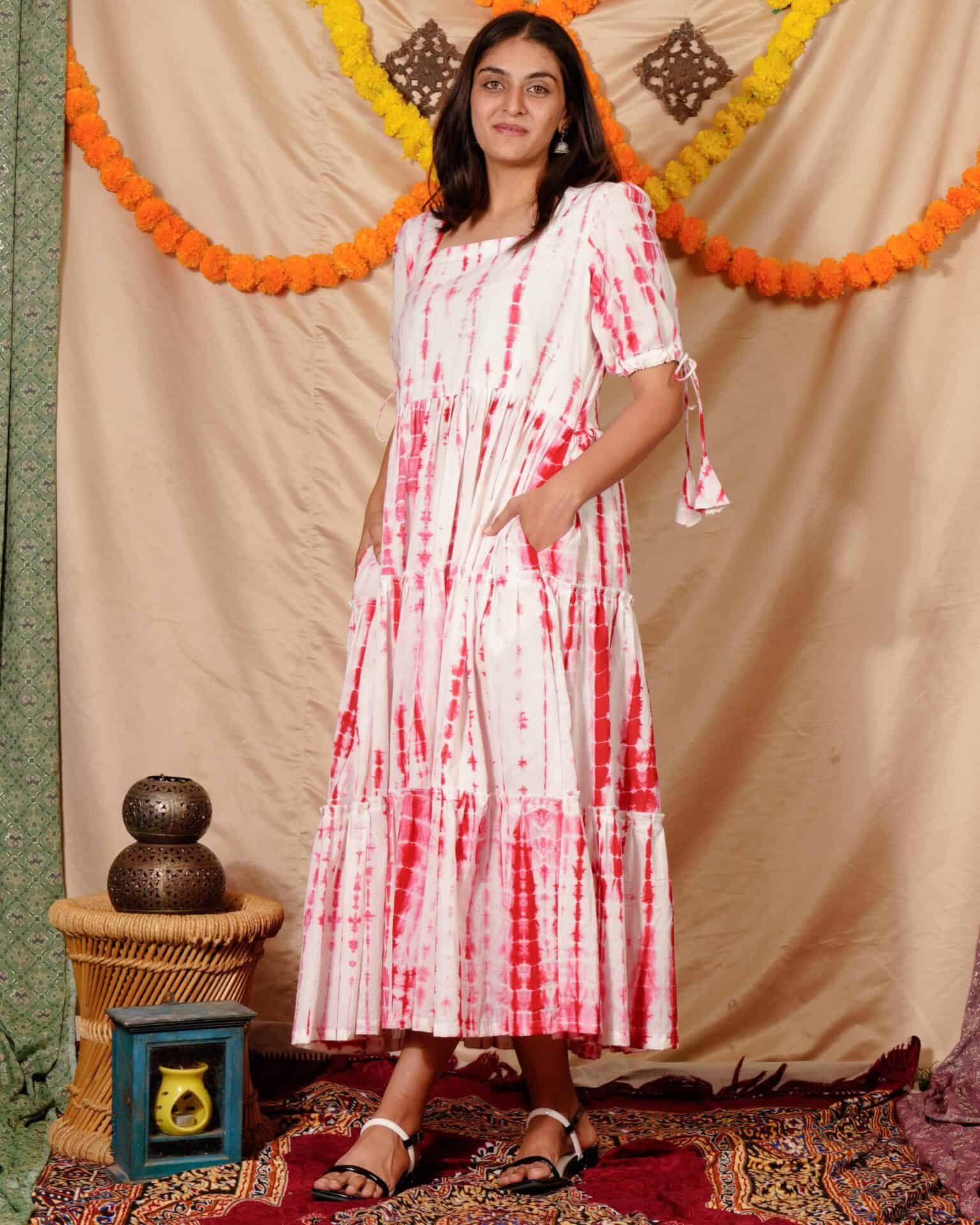 Red Shibori Dress