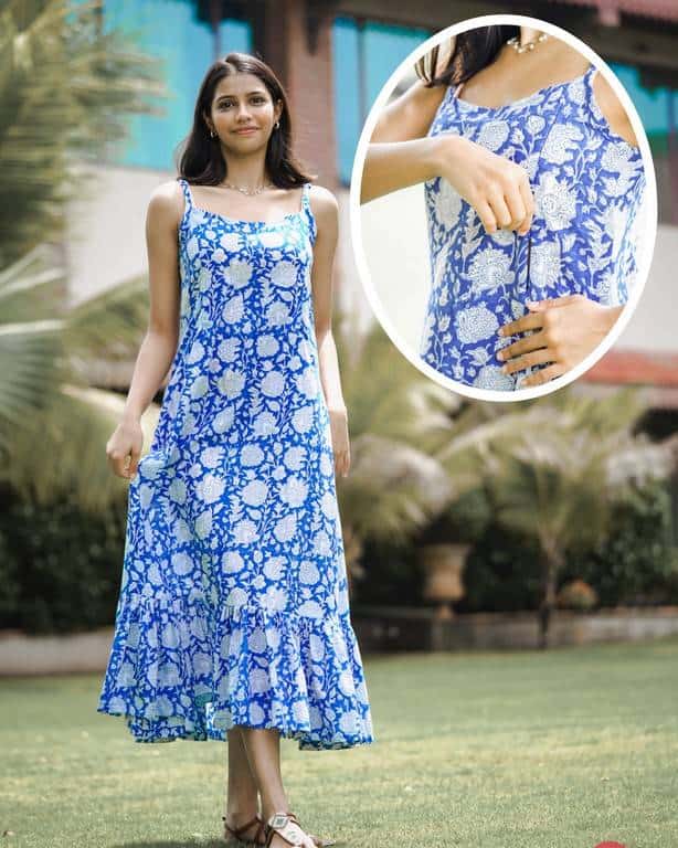 Blue Bloom Strappy Nursing Dress Main image