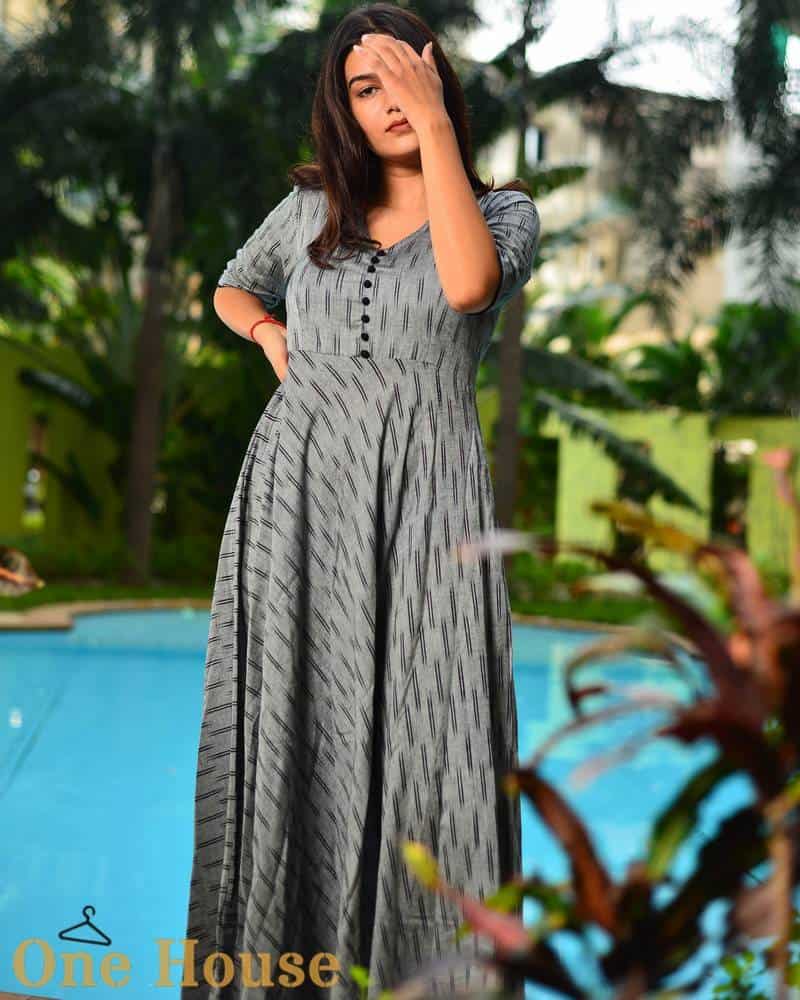 Ikat Flared Monochrome Dress