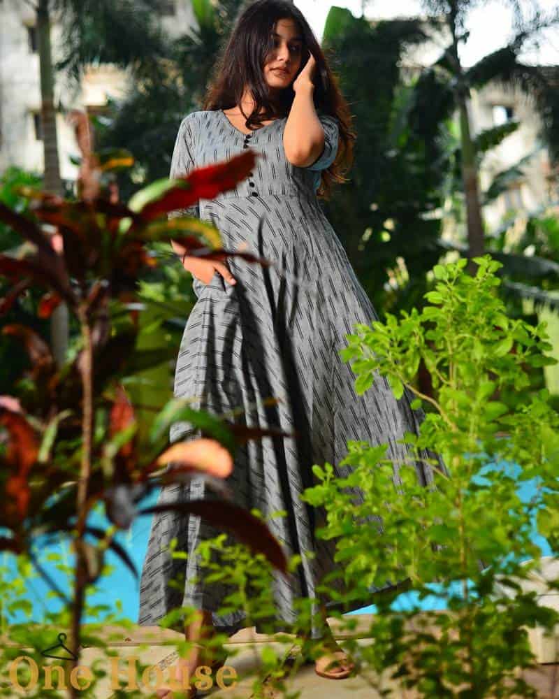 Ikat Flared Monochrome Nursing Dress