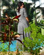 Ikat Flared Monochrome Nursing Dress