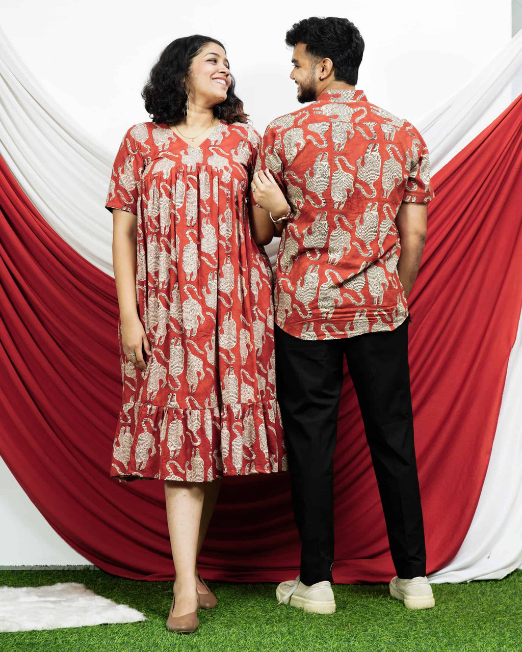 Red Lisa Midi Couple Set