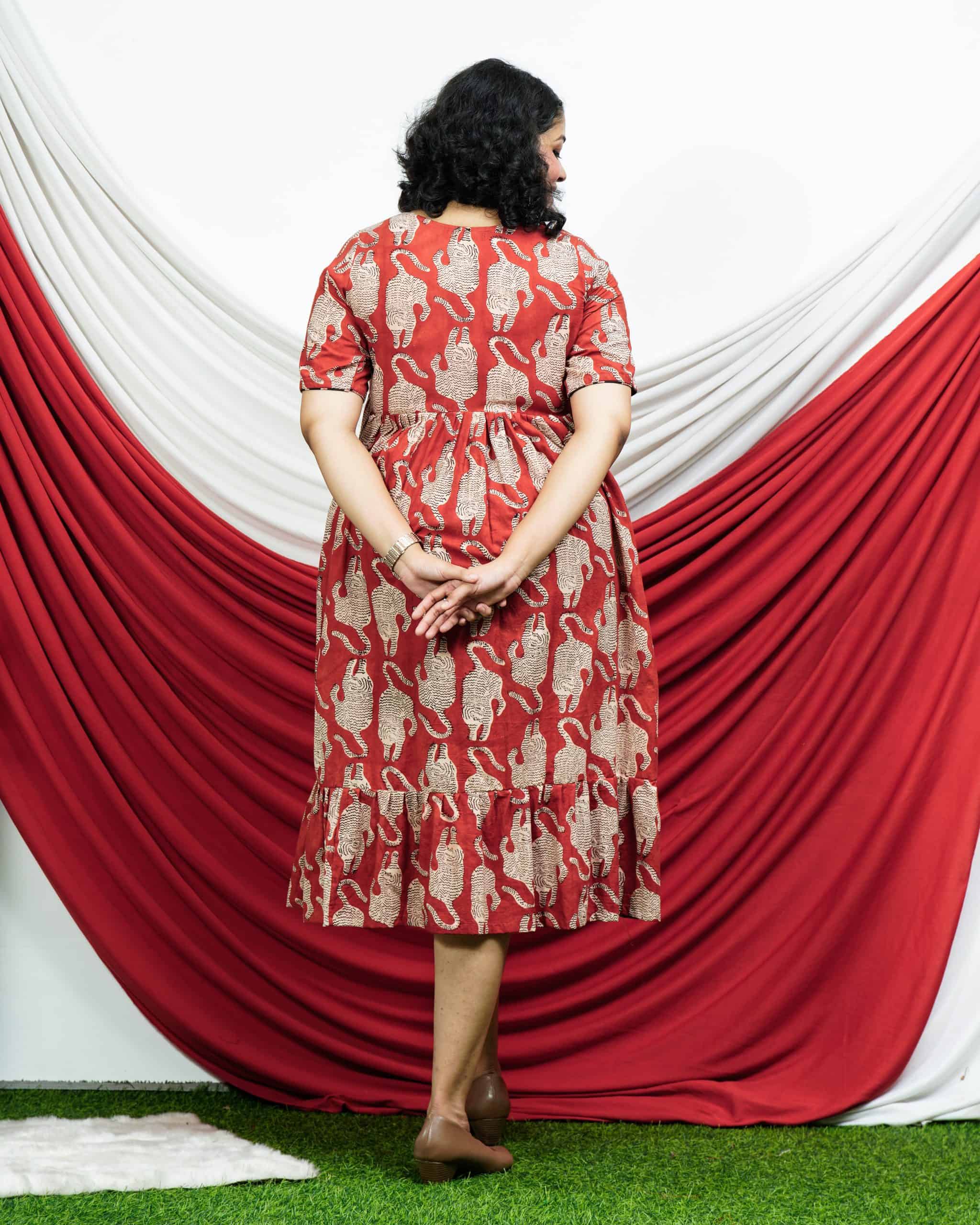 Red Lisa Midi Maternity Dress