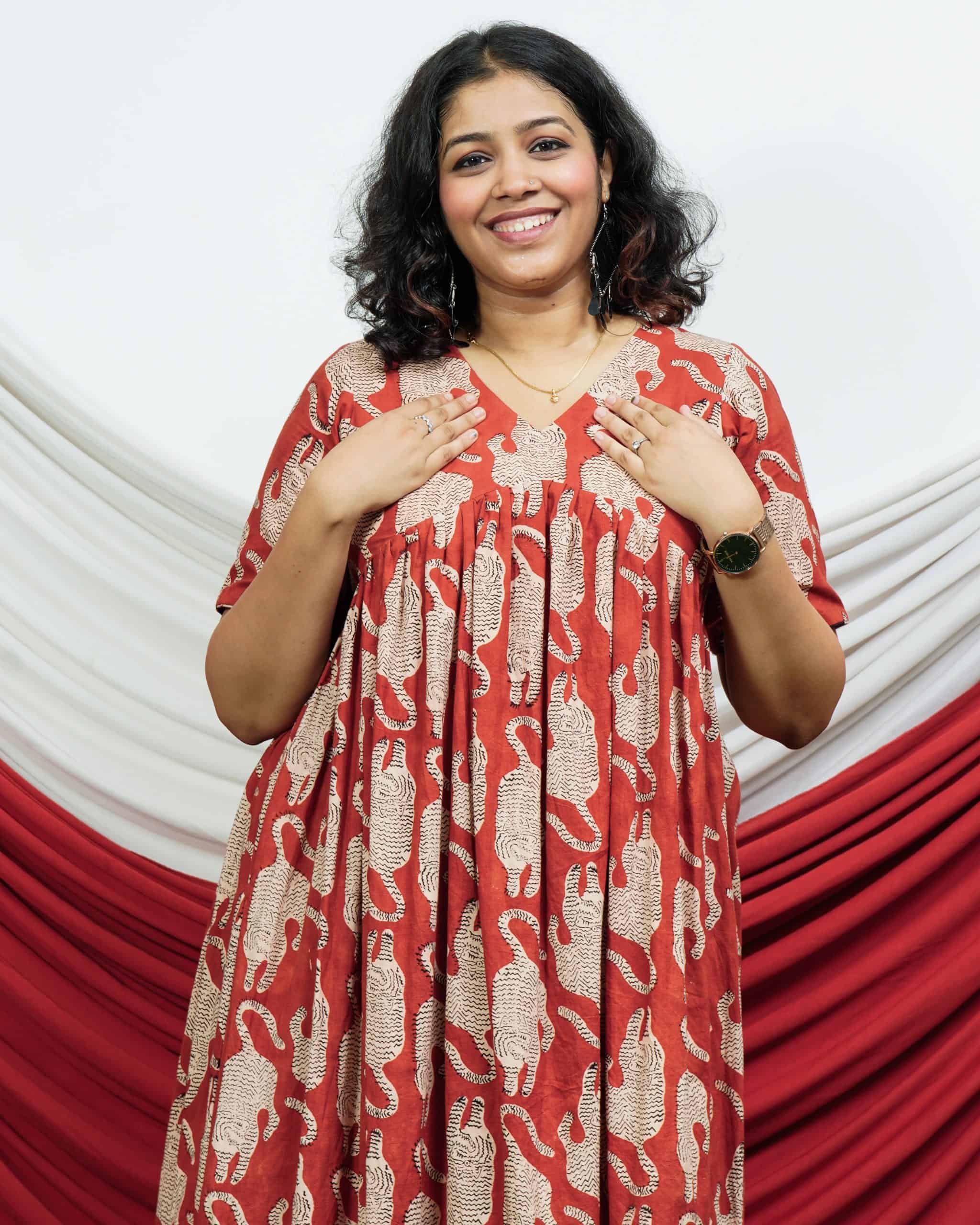 Red Lisa Midi Maternity Dress