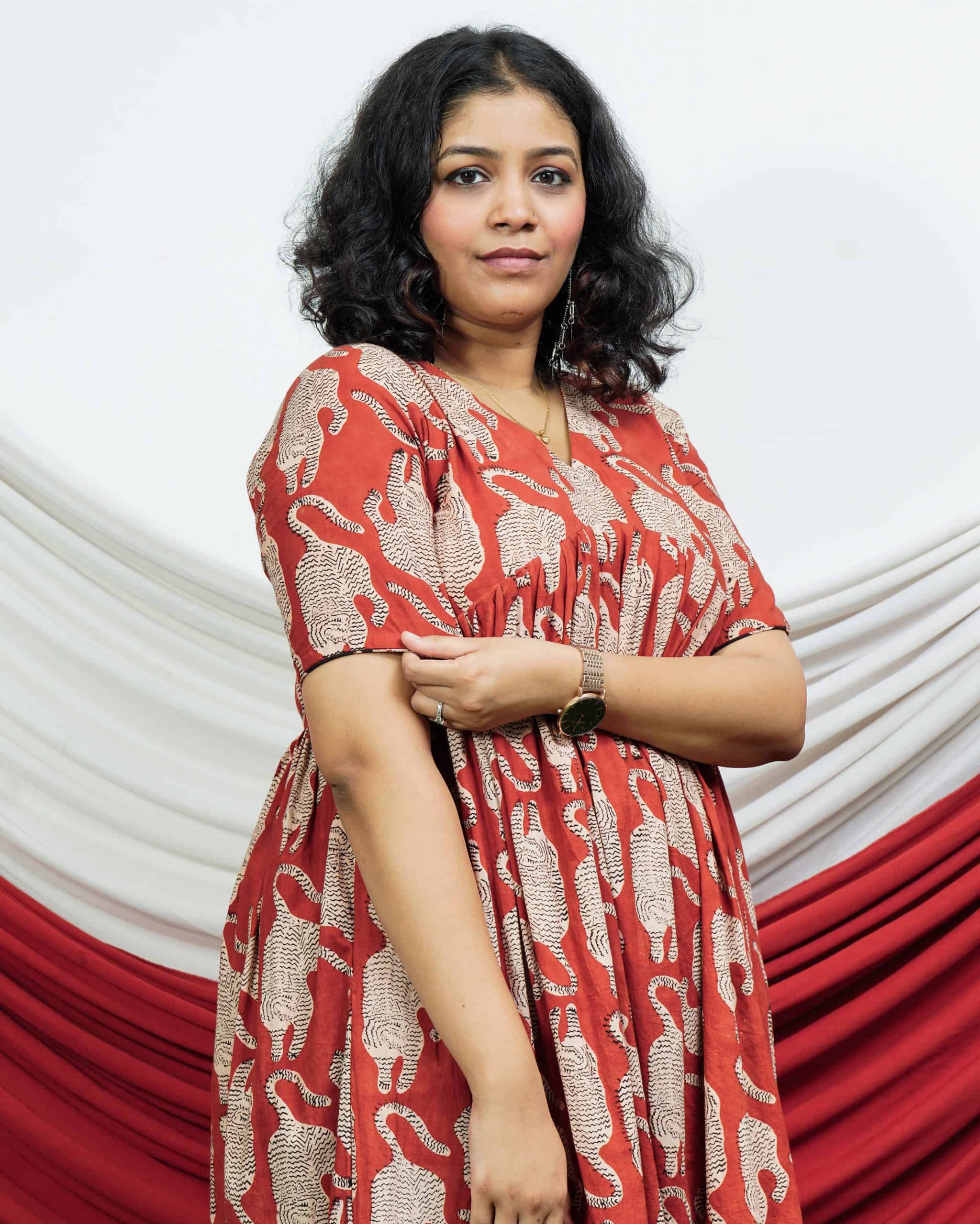 Red Lisa Midi Maternity Dress