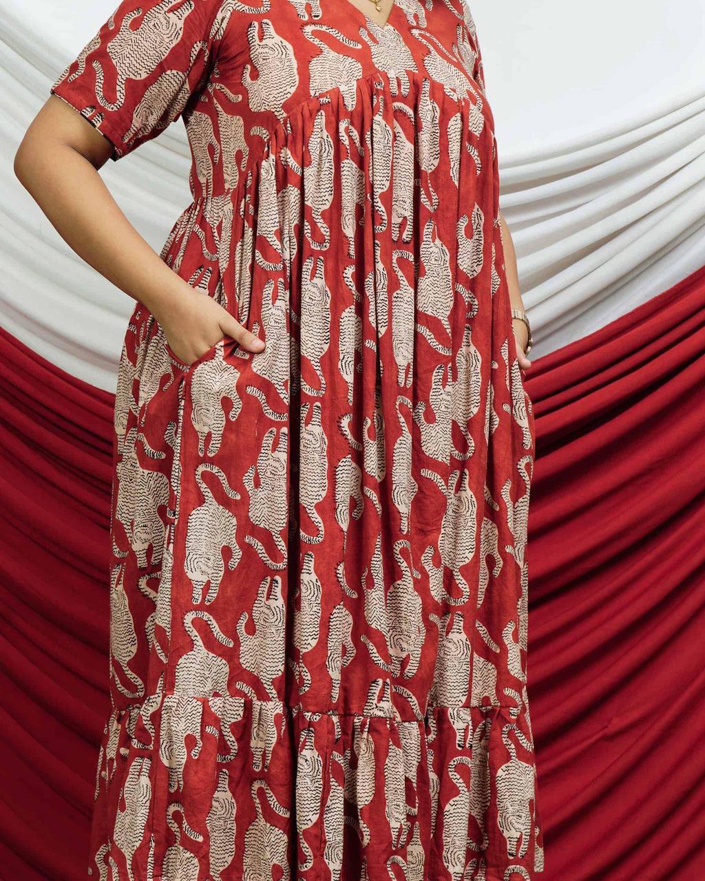 Red Lisa Midi Dress