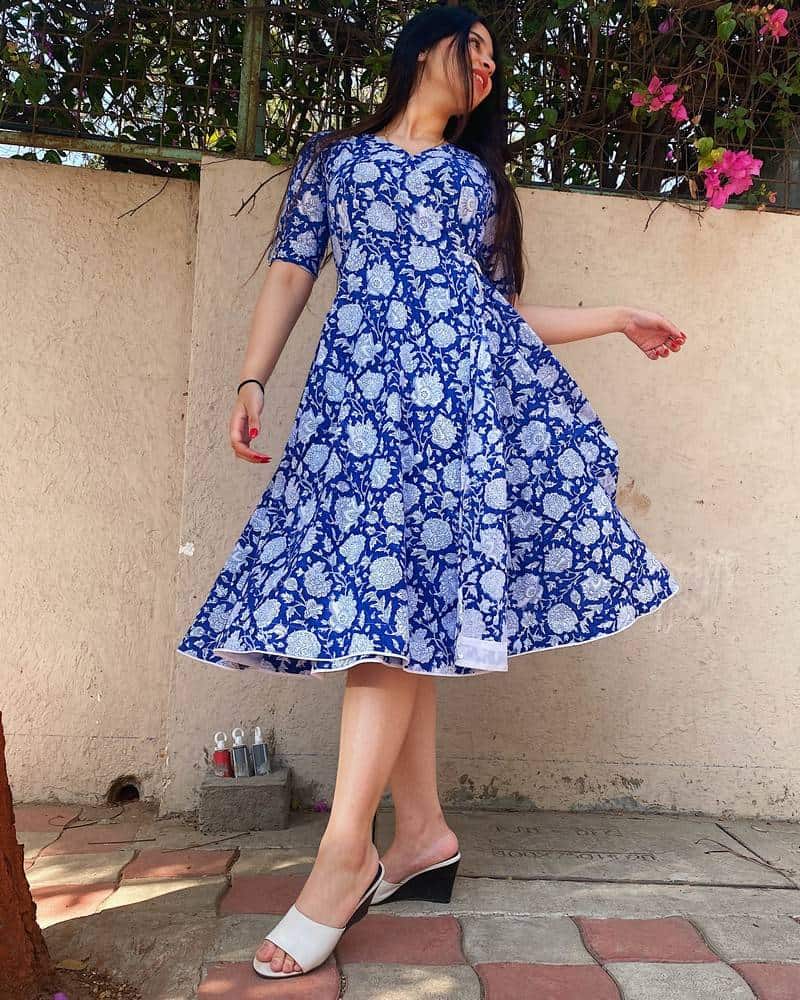Flower Power Blue Angrakha Dress Main image