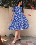 Flower Power Blue Angrakha Dress