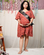 Fish Red Print Short Maternity Dress