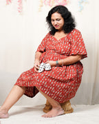 Fish Red Print Short Maternity Dress