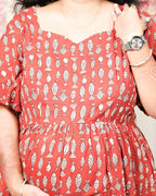 Fish Red Print Short Maternity Dress