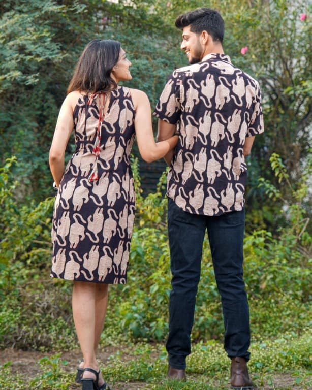 Black Kitty Halter Shift Couple Set
