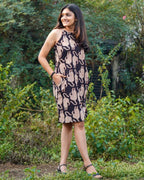 Black Kitty Halter Shift Maternity Dress