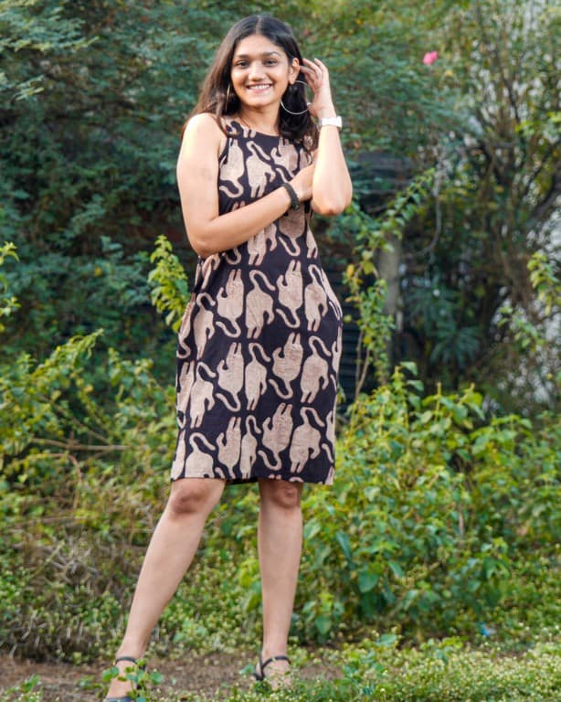 Black Kitty Halter Shift Maternity Dress Main image