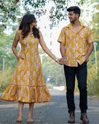 Yellow Kitty Long Frill Couple Set