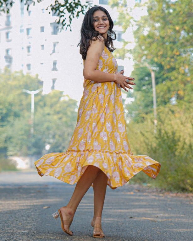 Yellow Kitty Long Frill Maternity Dress Secondary image