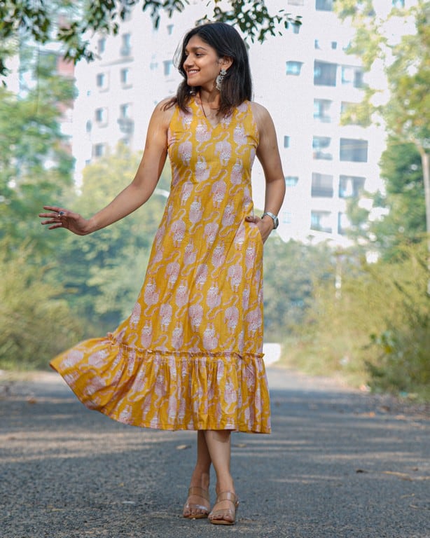 Yellow Kitty Long Frill Dress Main image