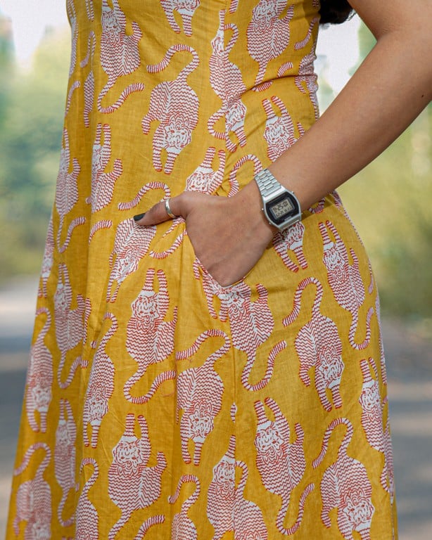 Yellow Kitty Long Frill Dress