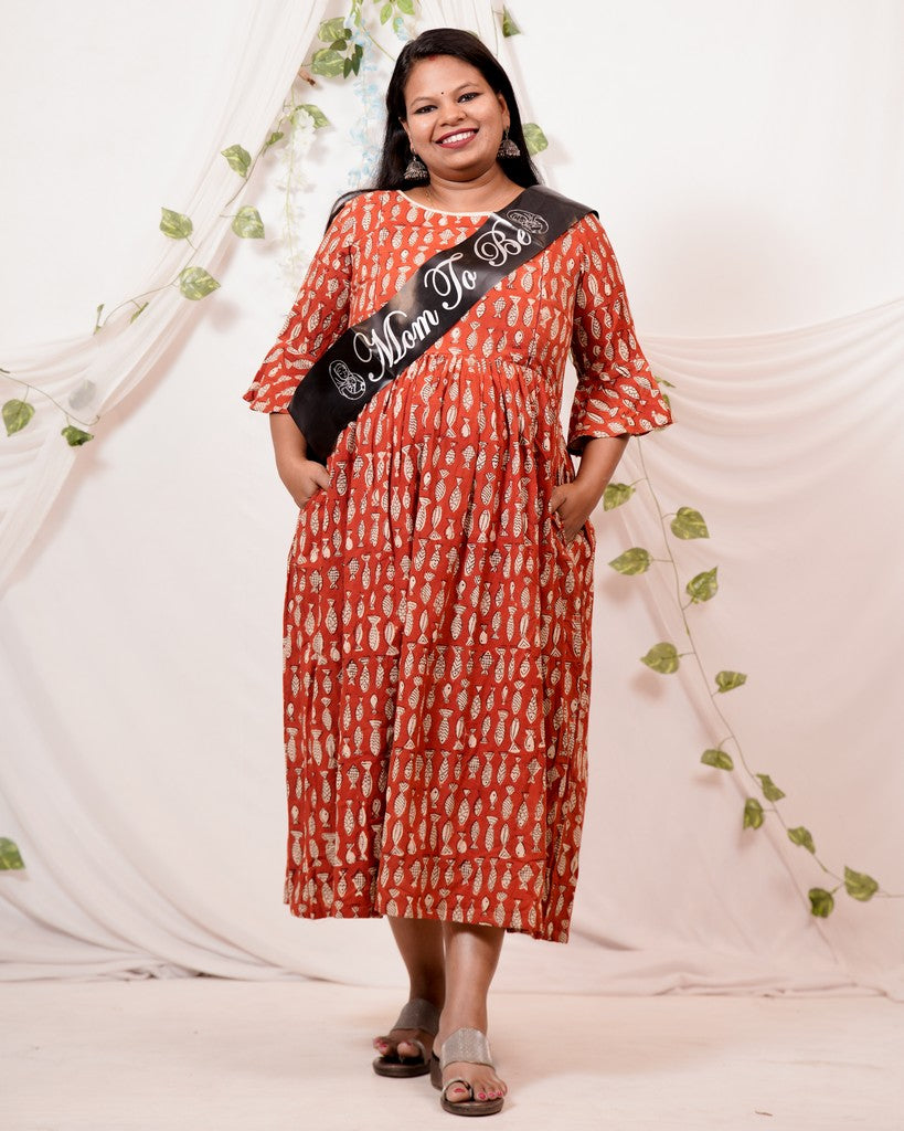 Fish Red Maternity Dress