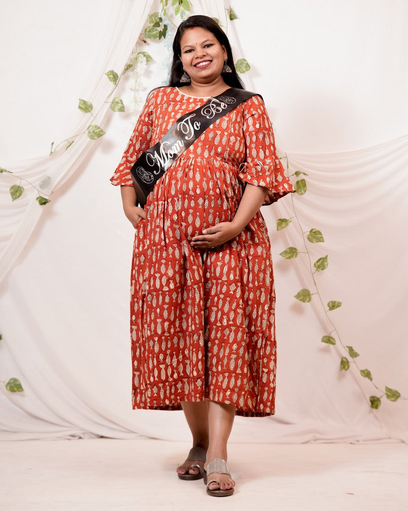 Fish Red Maternity Dress