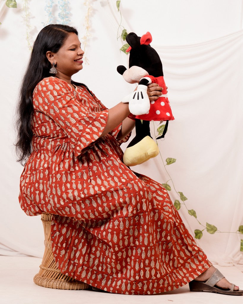 Fish Red Maternity Dress