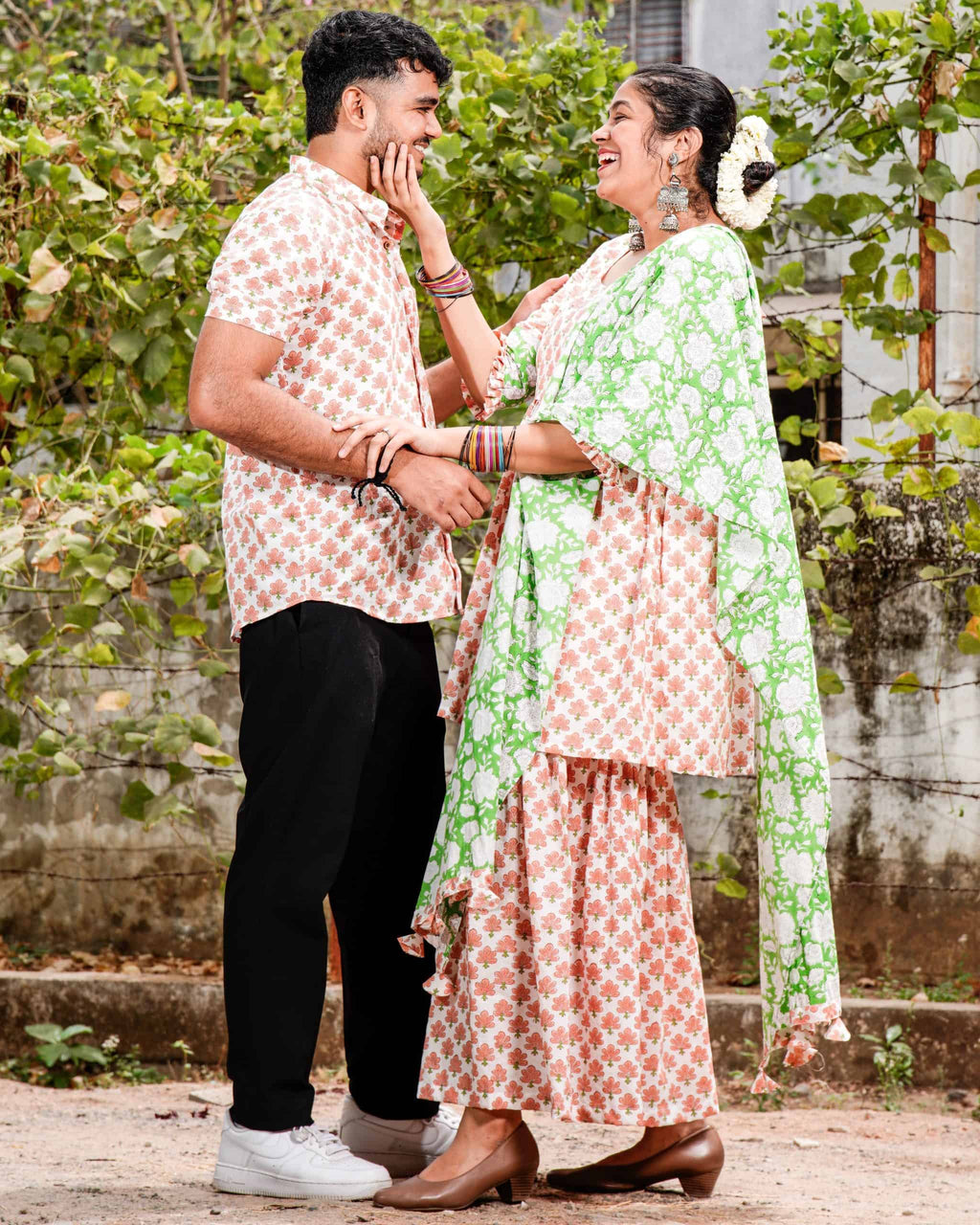 Swan White Sharara Couple Set