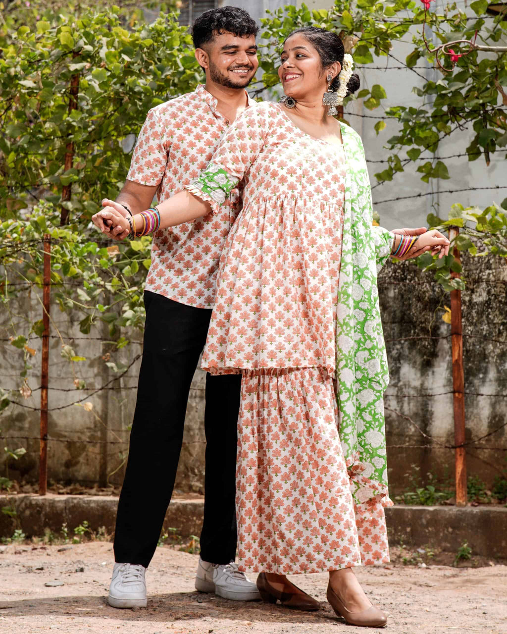 Swan White Sharara Couple Set