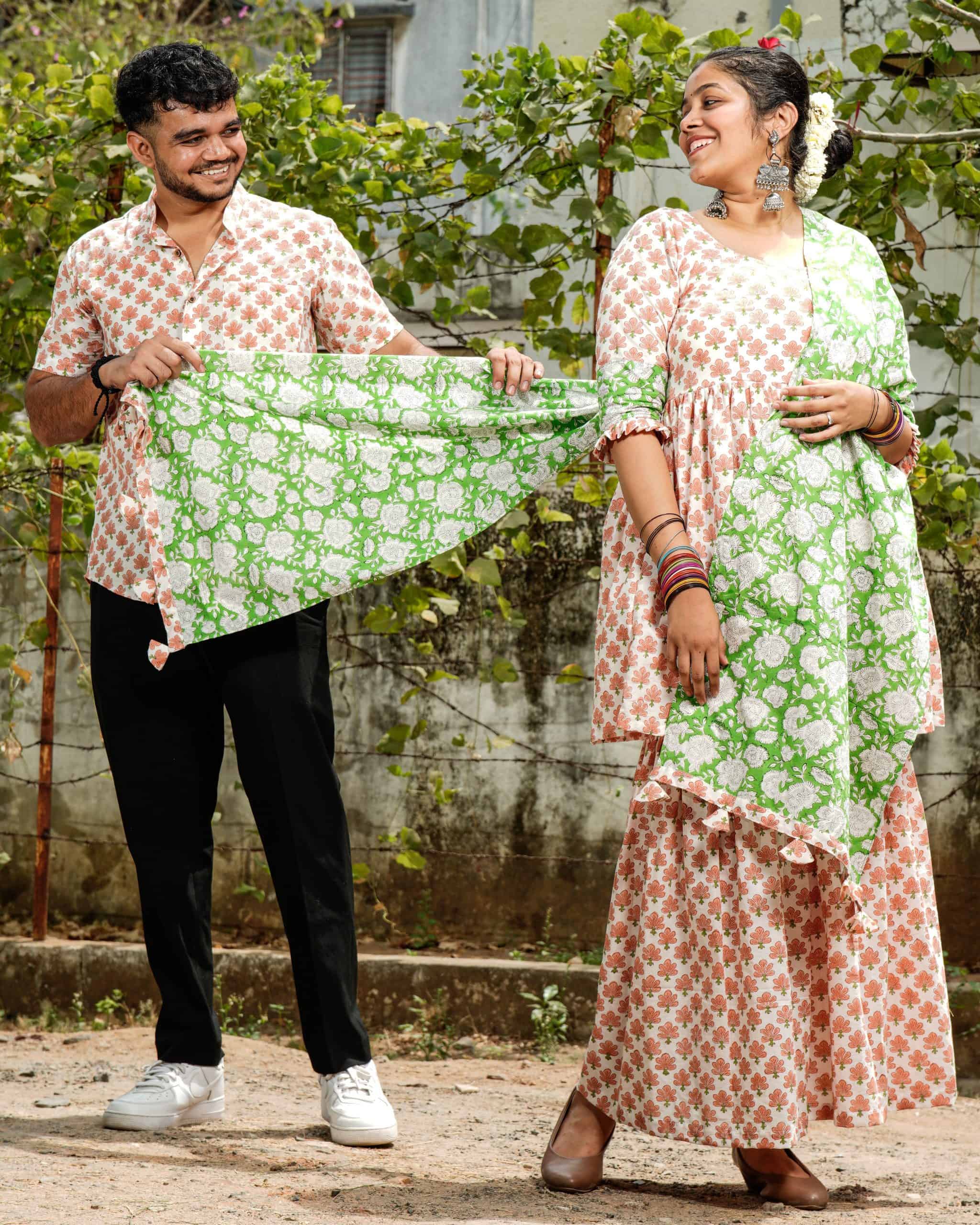Swan White Sharara Couple Set