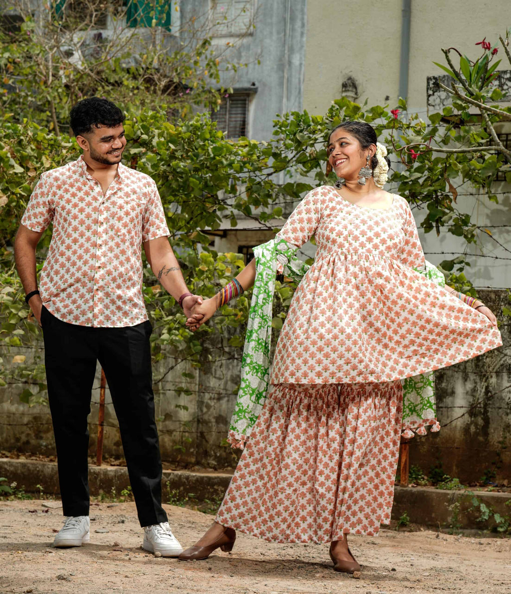 Swan White Sharara Couple Set
