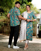 Turquoise Lily Angrakha Couple Set