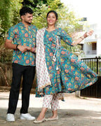 Turquoise Lily Angrakha Couple Set
