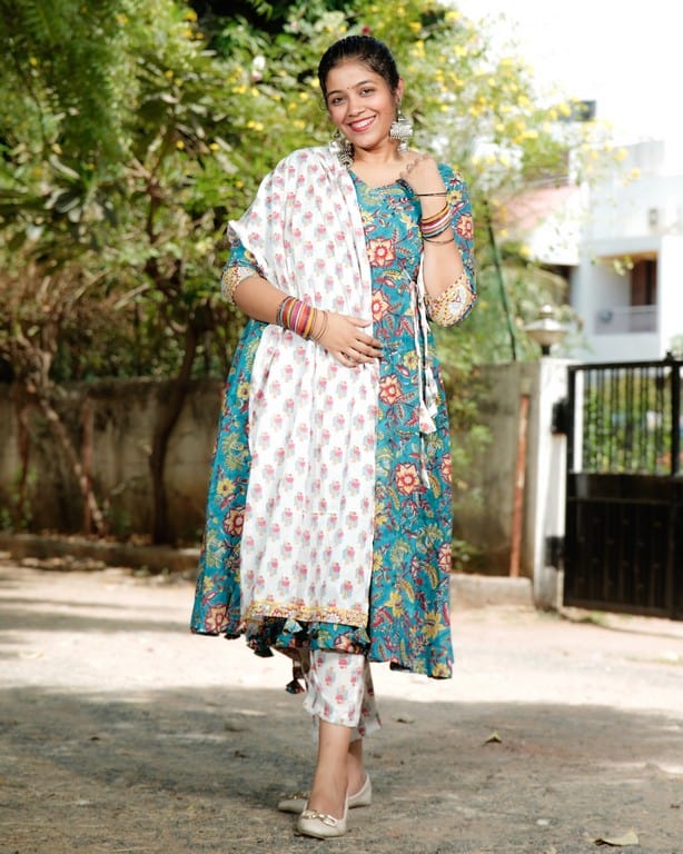 Turquoise Lily Angrakha Suit Set