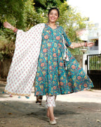 Turquoise Lily Angrakha Suit Set