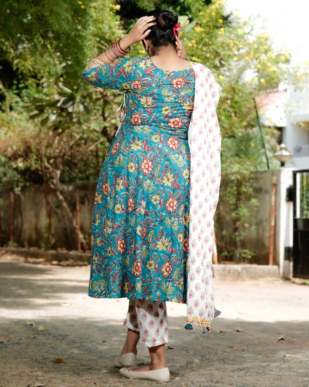 Turquoise Lily Angrakha Suit Set