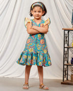 Turquoise Lily Frill Kids Dress