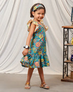 Turquoise Lily Frill Kids Dress