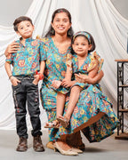 Turquoise Lily Frill Mom Kid Twinning