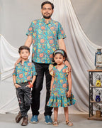 Turquoise Lily Frill Father Kid Twining